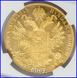 1915 Austria Gold 4 Ducat Restrike. 4438 AGW MS67 NGC 950626-1