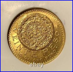 1919 Mexico 20 Pesos Gold Coin Ngc Au58scarce Year