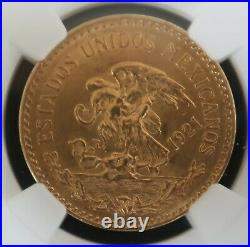 1921/11 Mexico G20P 20 Pesos Aztec Sunstone Gold Coin NGC MS 62