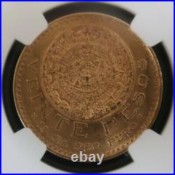 1921/11 Mexico G20P 20 Pesos Aztec Sunstone Gold Coin NGC MS 62