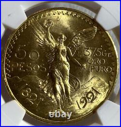 1921 Mexico Gold 50 Peso Coin Ngc Ms64