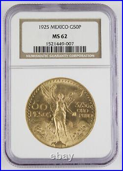 1925 50 Peso 41.67 g Gold Libertad Coin NGC MS62 1.2057 Oz AGW Original Strike