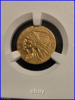 1925 D AU58 2.5 Indian Head Gold Coin NGC Certified