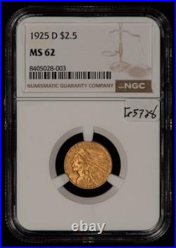 1925-D G$2.50 Indian Head Gold Quarter Eagle NGC MS 62 SKU-G5728 1925-D G$2.50 Indian Head Gold Quarter Eagle NGC MS 62 SKU-G5728