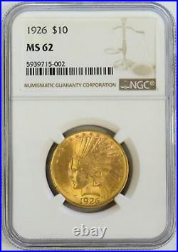 1926 Gold Us $10 Indian Head Eagle Coin Ngc Mint State 62 Ms 62