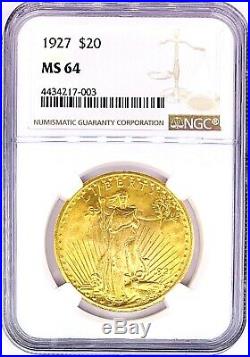 1927 $20 American Gold Double Eagle Saint Gaudens MS64 NGC Certified Mint Coin