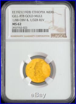 1927 (EE 1921), Ethiopia. Gold Mule Presentation Werk Pattern Coin. NGC MS-62