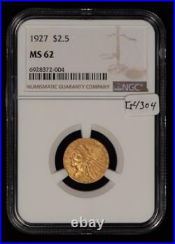1927 G$2.50 Indian Head Gold Quarter Eagle Frosty NGC MS 62 SKU-G4304 1927 G$2.50 Indian Head Gold Quarter Eagle Frosty NGC MS 62 SKU-G4304