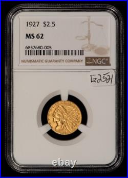 1927 G$2.50 Indian Head Gold Quarter Eagle NGC MS 62 SKU-G2521