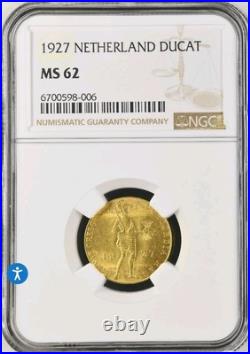 1927 Netherlands Ducat Graded Ngc Ms62 Gold Coin 1927 Netherlands Ducat Graded Ngc Ms62 Gold Coin