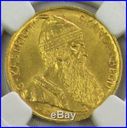 1927 V Gold Albania 20 Franga Lion Of St. Mark Coin Ngc Mint State 64+