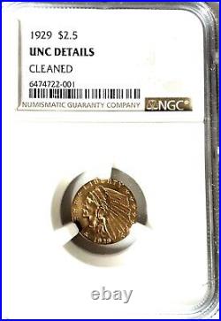 1929 $2.5 Gold Indian Unc Details NGC