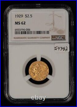 1929 G$2.50 Indian Head Gold Quarter Eagle NGC MS 62 SKU-G4382 1929 G$2.50 Indian Head Gold Quarter Eagle NGC MS 62 SKU-G4382