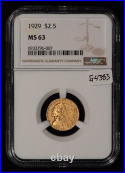 1929 G$2.50 Indian Head Gold Quarter Eagle NGC MS 63 SKU-G4383 1929 G$2.50 Indian Head Gold Quarter Eagle NGC MS 63 SKU-G4383