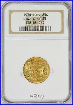 1930 Poland 25 Gulden Free City of Danzig Gold Coin NGC MS65