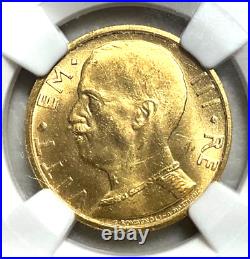 1931 R IX Italy Gold 20 Lire NGC MS64