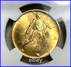 1931 R IX Italy Gold 20 Lire NGC MS64