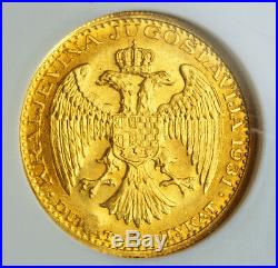 1931, Yugoslavia, Alexander I. Gold Ducat  Coin. Birds Ctmk! NGC MS-64