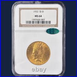 1932 $10 Indian Head Gold Eagle NGC MS64 CAC Superb