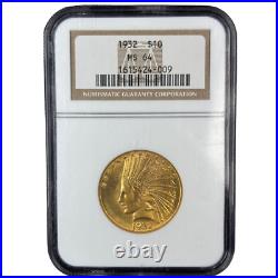 1932 Indian Head Gold Eagle Coin NGC MS64 pre33 gold $10