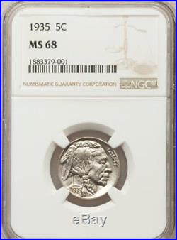 1935 Buffalo 5c Nickel NGC MS68, BV $32,000 (Great price!) better than gold