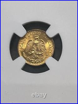 1945 Mexico 2 Pesos Brilliant Uncirculated Gold Coin NGC MS67 Lustrous Coin
