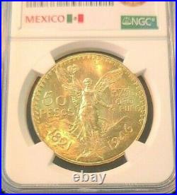 1946 Mexico Gold 50 Pesos G50p Ngc Ms 64 Bright Beautiful Bu Luster Scarce Date