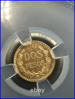 1947 Gold Dos Peso Mexican Coin, Rare, Ngc Gem Ms 65 Rare 25,000 Minted 1947 Gold Dos Peso Mexican Coin, Rare, Ngc Gem Ms 65 Rare 25,000 Minted