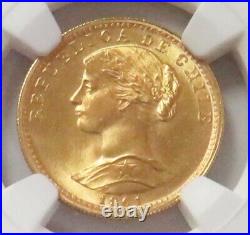 1961 Gold Chile 20 Pesos Coin Ngc Mint State 65