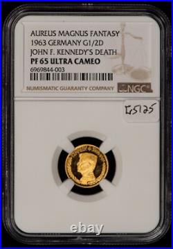 1963 Germany 1/2 Ducat Aureus Magnus Kennedy Gold Proof NGC PF 65.056 AGW G5125 1963 Germany 1/2 Ducat Aureus Magnus Kennedy Gold Proof NGC PF 65.056 AGW G5125