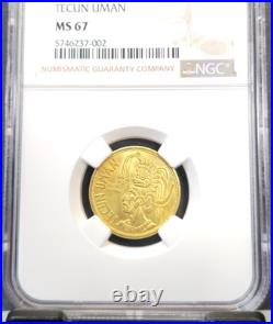 1965 Guatemala Gold 1/4 Oz Tecun Uman Ngc Ms 67 Extremely Rare Gem Top Pop
