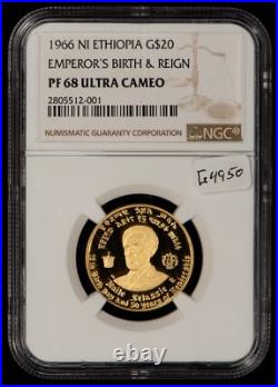 1966 NI Ethiopia $20 Gold Coin Emperor Birth Reign NGC PF 68.2315 AGW G4950 1966 NI Ethiopia $20 Gold Coin Emperor Birth Reign NGC PF 68.2315 AGW G4950