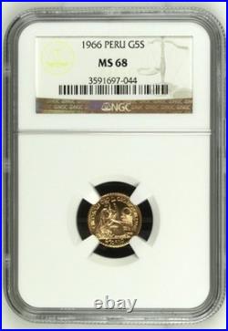 1966 Peru. 5 Gold Soles. NGC MS68. Almost Top Pop. Very Scarce