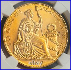 1966, Peru (Republic). Gold 100 Soles (46.81gm!) Coin. Only 3,409 pcs! NGC MS63