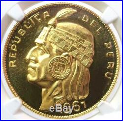 1967 Gold Peru 50 Soles Indian Head Coin Ngc Mint State 65
