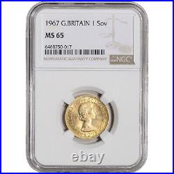 1967 Great Britain Gold 1 Sovereign £1 NGC MS65