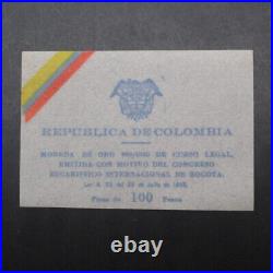 1968NI Colombia Eucharistic Congress 100 Pesos. 900 Gold Coin Uncirculated