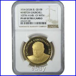 1974 Churchill Centenary PF 69 UCAM NGC Gold $100 SKUCPC7771