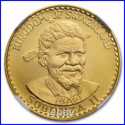1974 Swaziland Proof Gold 5 Emalangeni Sobhuza PF-66 NGC 1974 Swaziland Proof Gold 5 Emalangeni Sobhuza PF-66 NGC