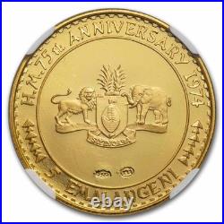 1974 Swaziland Proof Gold 5 Emalangeni Sobhuza PF-66 NGC 1974 Swaziland Proof Gold 5 Emalangeni Sobhuza PF-66 NGC
