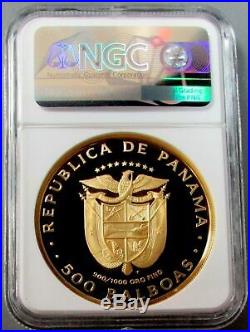 1975 FM GOLD PANAMA 500 BALBOAS 500th ANNIVERSARY COIN NGC PROOF 69 ULTRA CAMEO