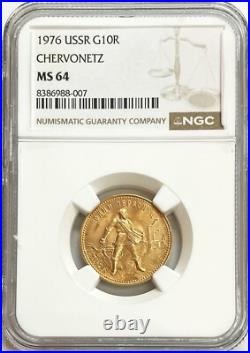 1976 M Gold Chervonetz 10r Coin Ngc Mint State 64