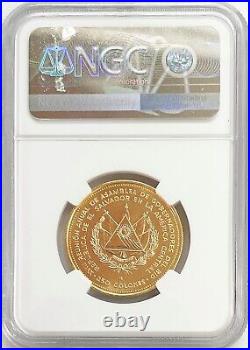 1977 GOLD EL SALVADOR 250 COLONES 18th GOVERNORS ASSEMBLY COIN NGC MINT STATE 69