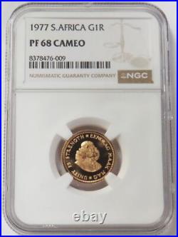 1977 Gold South Africa 1 Rand Ngc Pf 68 Cameo