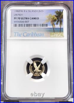 1980 B V Islands Gold 25 Dollars Osprey Bird Of Prey Ngc Pf 70 Ultra Cameo Rare