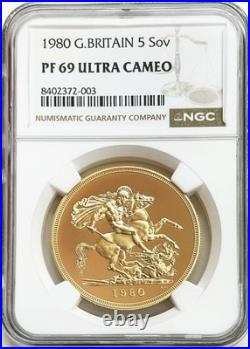 1980 Gold Great Britain Proof 5 Pounds Sovereign Coin Ngc Pf 69 Ultra Cameo 1980 Gold Great Britain Proof 5 Pounds Sovereign Coin Ngc Pf 69 Ultra Cameo