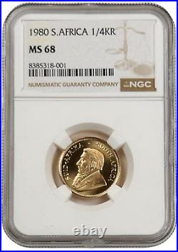 1980 South Africa 1/4 oz Krugerrand Gold Coin NGC MS 68