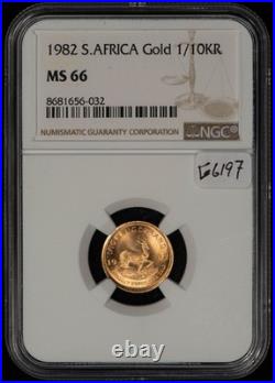 1982 South Africa 1/10 oz Gold Krugerrand Tenth Ounce NGC MS 66 SKU-G6197