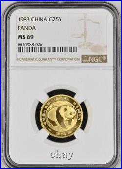 1983 1/4 oz Gold China Panda NGC MS69