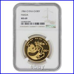 1984 100 Yuan Panda NGC MS69 uncirculated China Gold bullion coin